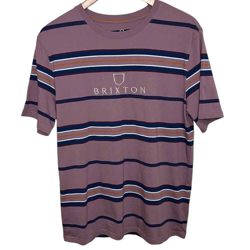 BRIXTON Hilt Alpha Mens Purple‎ Combo Short Sleeve Crew Neck T-Shirt Size Medium